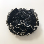 chiffon / black polka dot