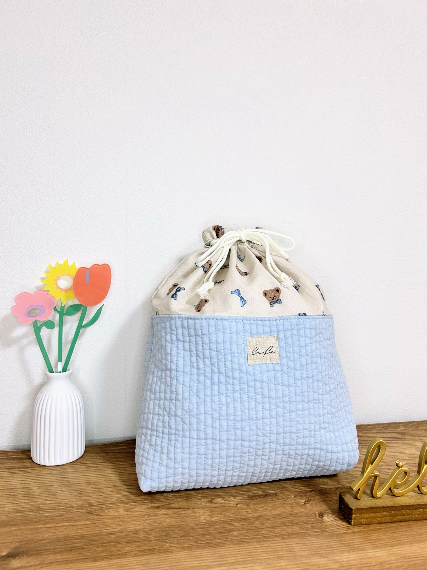 カンカン*様　ふんわりフラットポーチ　ユキエモン　ハンドメイド カンカン様•*¨*ユキエモン♡オーダー♡ - handmade♡yuyu