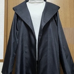 着物リメイク　シンプル　藍色系　大島のフード付きジャケット　 L〜 LLサイズ