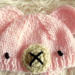 S様オーダー品☆ピンクのくまちゃんのニット帽・小型犬・猫用