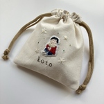 手刺繍写真ワッペン巾着ポーチ