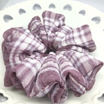 💓sale300円💓オーキッドチェック□プレーンシフォンシュシュ❤️