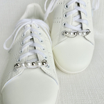 	パール×シルバーメタルビーズ のスニーカーアクセサリー💎White × Silver  Sneaker Jewel 
