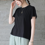 【再販】大人のTシャツ かぎ針編み半袖カットソー（21s-14）ブラック
