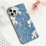 【全機種対応】iPhoneケース　帯無し手帳型スマホケース　春　花　アイリス　大人かわいい　青　シンプル