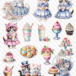 【海外素材4-21】 Patisserie パティスリー スイーツ ケーキ    素材 シンプル素材 写真用紙 人物素材 ステッカー 人物ステッカー コラージュ