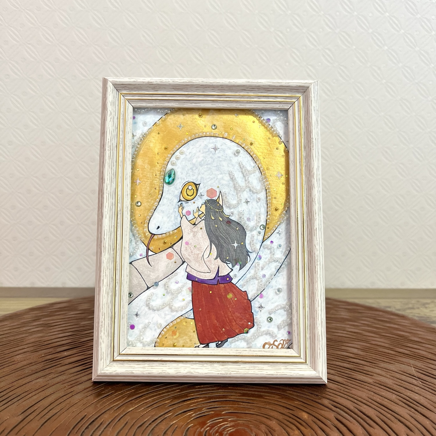「白蛇」アクリル画ハンドメイド壁掛け絵画 Amazon.co.jp: 絵画 白鳥が翼を広げたインテリア 絵画 水彩油彩
