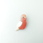モモイロインコ(銀)　漆ブローチ