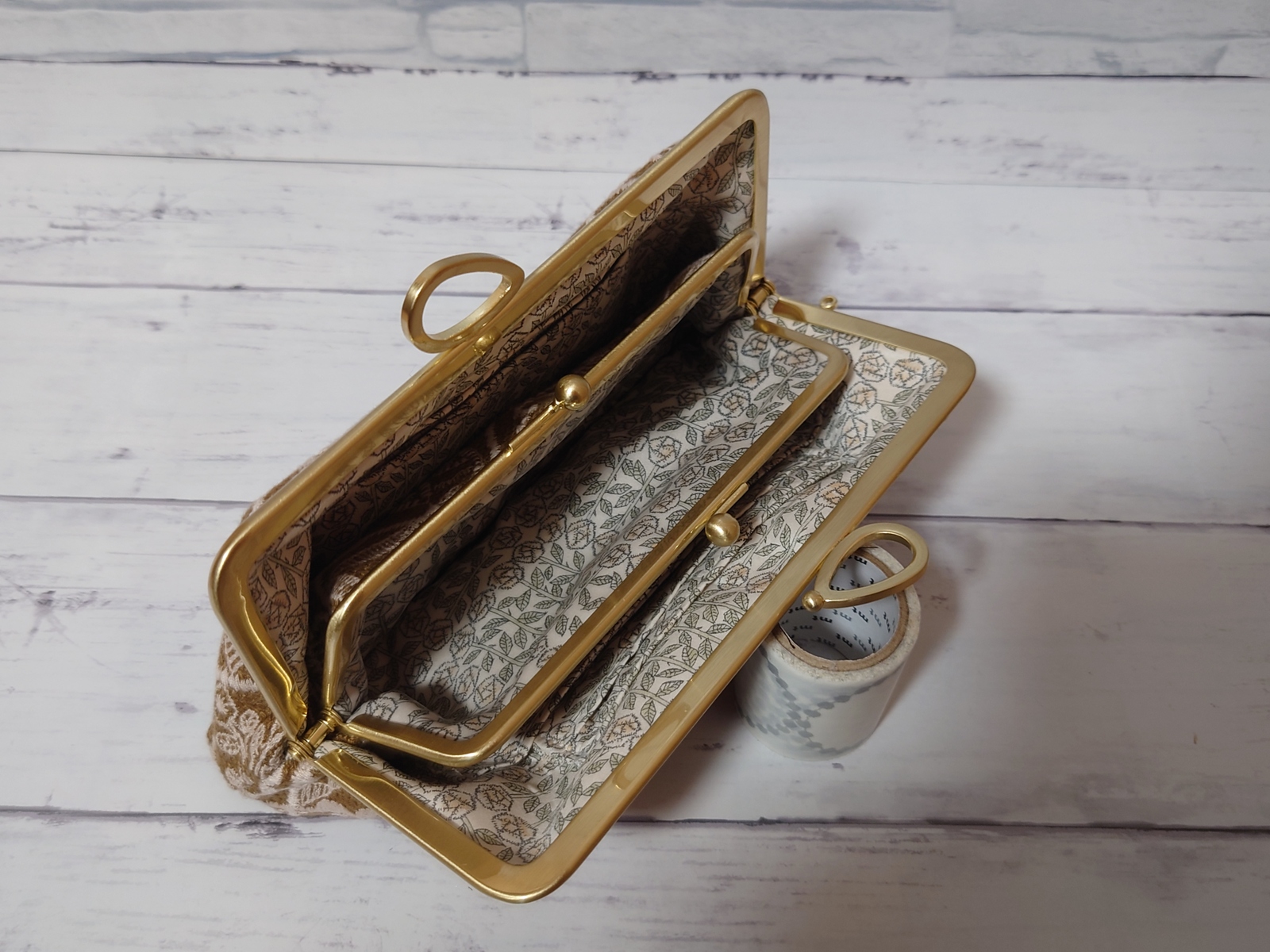 ハンドメイド がま口長財布 ミナペルホネン symphony