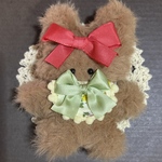 ぬいちゃん用スタイ ❁⃘大きなおりぼん/グリーン