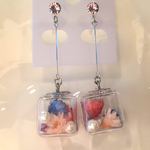 ガラスドーム キューブのノンホールピアス☆