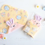 ネーム入れ、名入れ可♪mini ハンカチ　うさちゃん（ファンシーリボン柄）