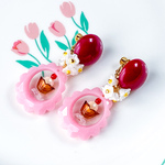 【2/18再販】苺フリルのチョコレートサンデーピアス