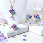 《新作早割》《コンプリート》紫陽花しゃらりん*ピアス／イヤリング+ネックレス+リング