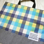 受注制作　入園入学新学期　　北欧格子 black×blue　レッスンバック　リバーシブルできます♪