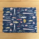 【サイズ選べます】ランチョンマット  深海生物🪼ネイビー(裏地なし)   30×40  35×45 、、、40×60