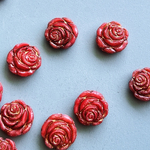 【2コセット】JIRI＊IVANA#czech beads#チェコビーズ　rose14㍉ red/copper