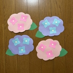 壁面飾り【あじさい　4点】　花　6月　梅雨　保育教材　画用紙