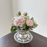 優しいローズたっぷりのアレンジメント　薔薇アレンジメント　シャビ―アレンジメント　アーティフィシャルフラワー　　造花アレンジメント　プレゼント花　ピンクアレンジメント