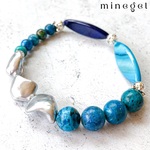 【受注制作】🐚大粒シェル🐚幸運🩵💙希少ブルーオパールのデザインブレスレット✨ ｜minegel-オーダーメイドできるおしゃれパワーストーンブレスレット