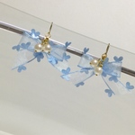再販 ブルー   ハートリボン  ピアス