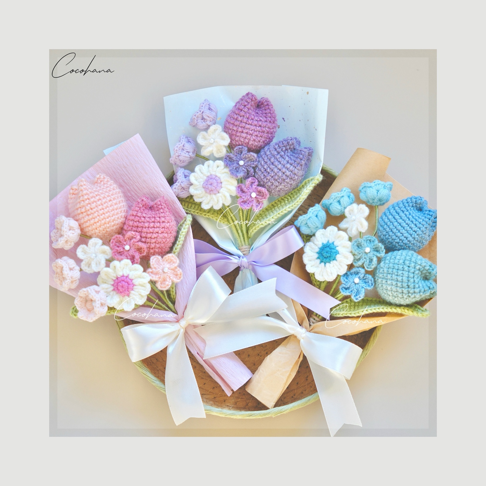 フラワーギフト 小さな花束 チューリップ 毛糸 花 枯れない花