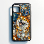  柴犬 笑顏 iPhone 16 15  螺鈿風 名入れ可 天然貝シェル 全機種対応 ケース ソフト 耐衝撃カバー 063