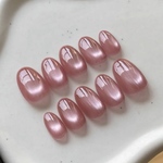  🆕ピンク  うるちゅる微粒子マグネット ネイルチップ シンプルワンカラー 03 ベリーショートオーバルスクエアバレリーナ うるツヤ  