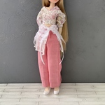 ワイドパンツ+ミニレースラップスカート🌸　ピンク　22cmドール ドール服　ピュアニーモ