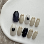 navy Heart🫐♡ ぷっくりハート ネイビーニュアンスネイルチップ