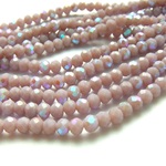 110個・3×4ｍｍ・ローズダストAB・ファセットガラスビーズ・ボタンカット・25033113