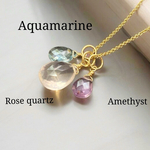 🌸再販2🌸春のカラフルネックレス🌸14kgf🌸宝石質アクアマリン、宝石質ローズクォーツ、宝石質アメシストのネックレス