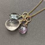 🌸再販2🌸春のカラフルネックレス🌸14kgf🌸宝石質アクアマリン、宝石質ローズクォーツ、宝石質アメシストのネックレス
