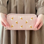 アイスクリームの手刺繍財布 (ピンク)