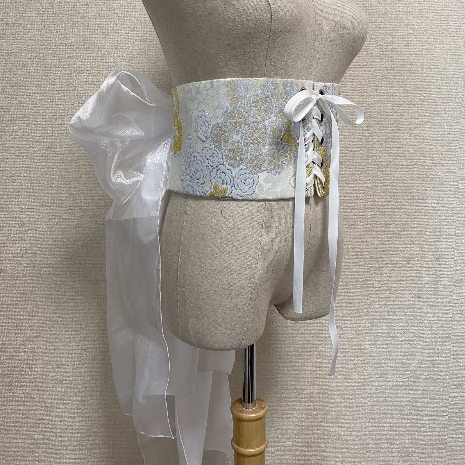 帯コルセット風リボン 白黒桜 - ART KIMONO SAKURA | minne