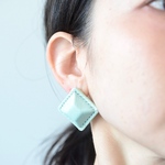 Pastel Airas~square~【レザーピアス/イヤリング】 “Mint”