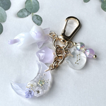 月としましましっぽ猫 レジンキーホルダー ラベンダー