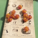 【2コセット】JIRI＊IVANA#czech beads#チェコビーズ　rose14㍉ irregular mable yellow/pink