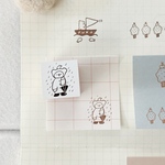 【2×2cm】雨がっぱくまちゃんと小鳥のはんこ