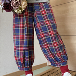 【人気☆定番】大人のバルーンパンツ★ポケット後ろ★ブルー×赤💙チェック柄
