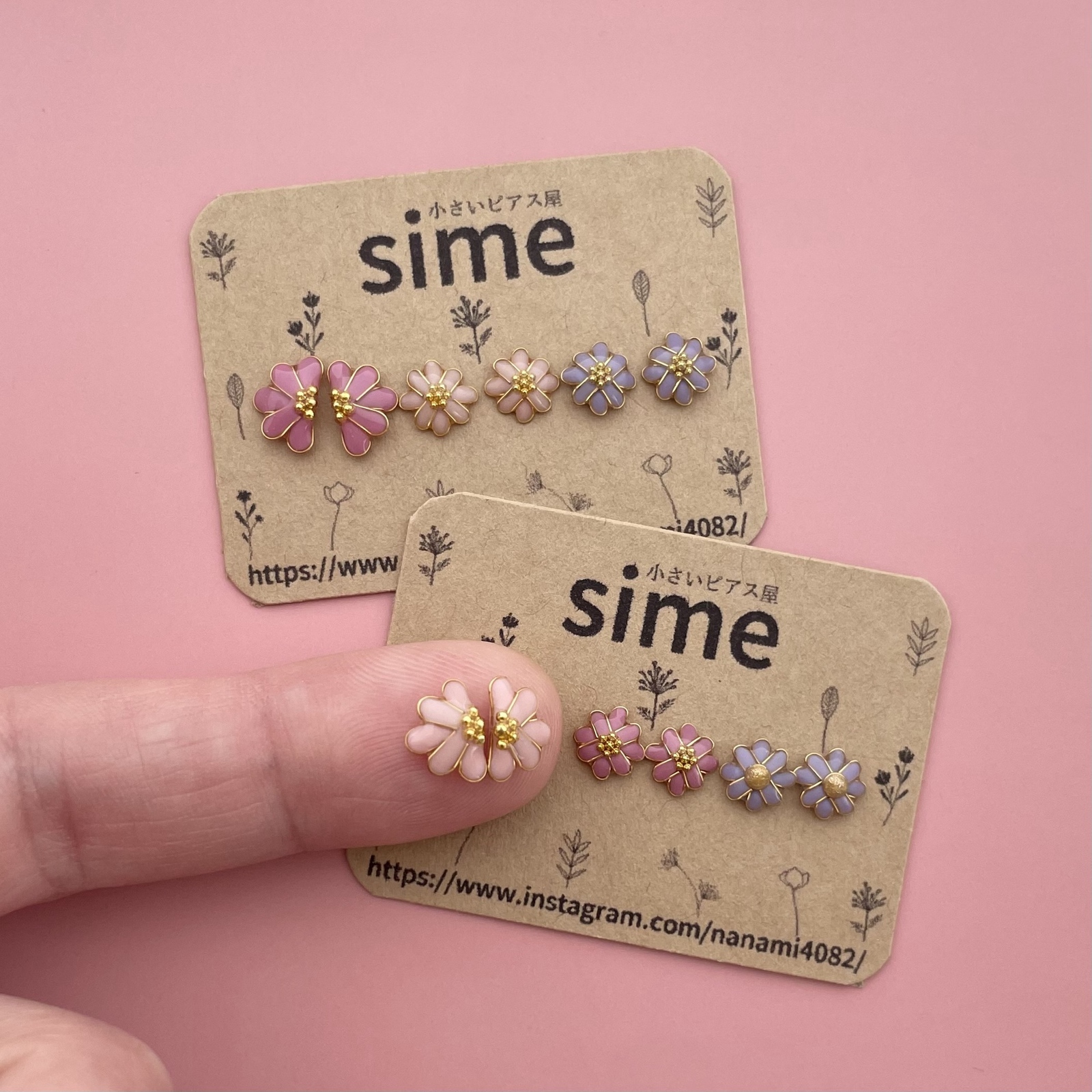 まーおすすめハンドメイド ピアス セット 北欧 小さい お花の ピアスセット 柄ミックス③ サージカル
