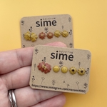 もっと！小粒なお花のピアスセット　オレンジ　イエローカラー　向日葵🌻　サージカルステンレス製ワイヤー使用　ピアス　イヤリングお選びいただけます
