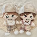 ちびぬい服＊淡色韓国チェック＊双子コーデ・シミラールック