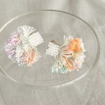 shower / ニードルパンチ刺繍で作るフリンジピアス・イヤリング_green× orange
