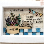 送料無料*ステンドグラス風*ハーブと子猫のwelcome♪  