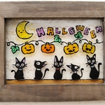送料無料*ステンドグラス風*ハロウィン･黒猫･かぼちゃ･ハンドメイド♪  