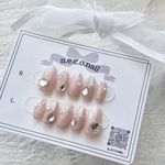 ネイルチップ　ベイビーブーマー　（ブライダルネイル　結婚式ネイル　ウェディングネイル　ピンク　ストーン　キラキラネイルチップ　韓国ネイルチップ）