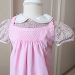 スモッキング刺繍のキッズエプロン＊コードレーン 130ピンク