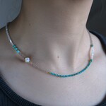 turquoise ＆mother of pearl necklace：天然石ターコイズ/マザーオブパール/オプシディア