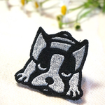 ドック刺繍シールワッペン　フレンチブルドック2　PC・お散歩バックなどのワンポイントに